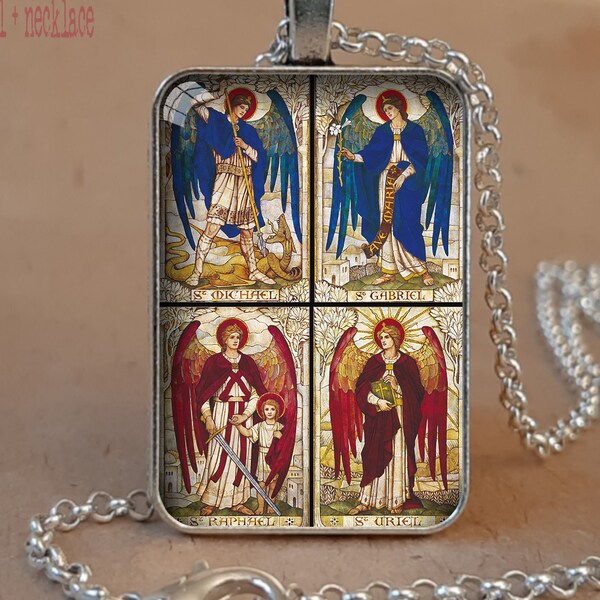 Archangels Michael, Gabriel, Raphael, Uriel pendant necklace keychain, Archangel Michael, Archangel Gabriel, Archangel Raphael, Angel Uriel