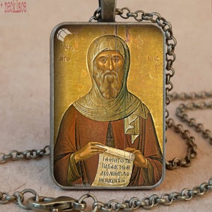 St Anthony the Great Orthodox icon necklace / keychain, St Anthony of Egypt Byzantine icon, St Anthony Anchorite icon, St Anthony of Thebes