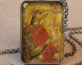 Collar/llavero con icono ortodoxo de San Cristóbal con cabeza de perro, San Cristóbal con cabeza de perro, Cinocefalia con cabeza de perro, San Cristóbal con cinocefalia