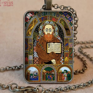 Saint Columba of Iona icon pendant necklace or keychain