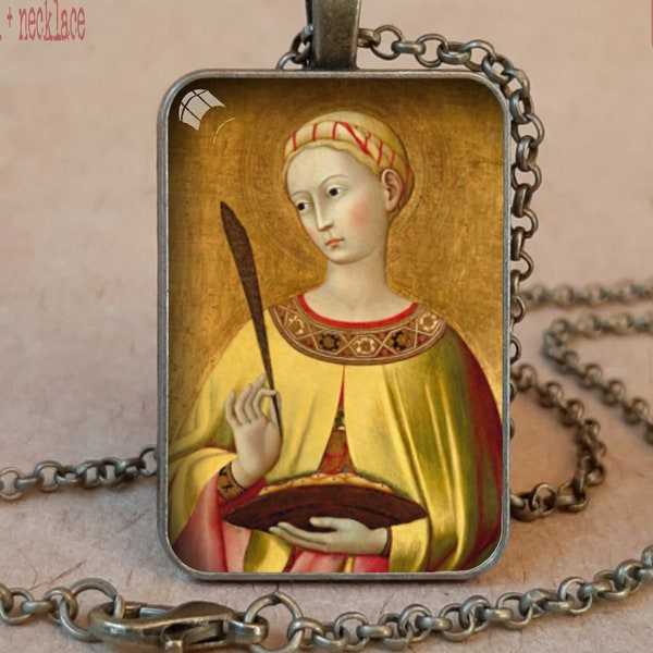 Saint Lucy, Saint Lucia, Lucia of Syracuse, pendant necklace, Baptism Gift Girl, Christening Gift, Confirmation Gift, First Communion Gift