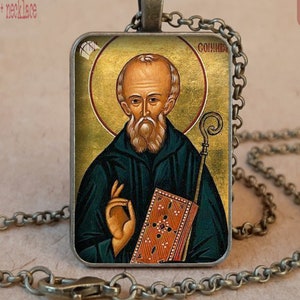 St Columba of Iona icon necklace or keychain