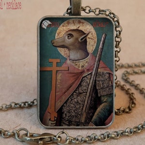 Dog Headed St Christopher orthodox icon necklace / keychain, St Christopher Dog Head icon, St Christopher necklace, Saint Christopher medal