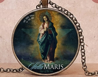 Stella Maris medal pendant necklace or keychain