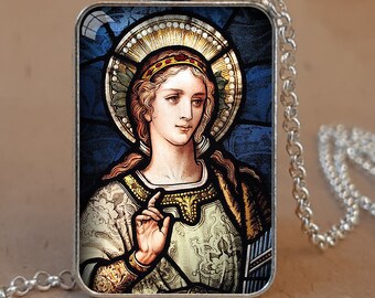 Collar / llavero católico de Santa Cecilia, vidrieras de Santa Cecilia, icono católico de Santa Cecilia, Patrona de la Música, Patrona de los Músicos