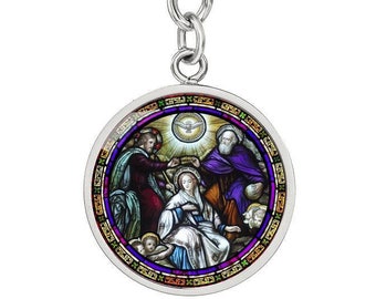 Coronation of Mary keychain, Coronation of Virgin, Catholic Gift, Grandmother gift, Godmother gift, Personalized Gift, Blessed Virgin Mary