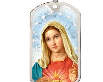 Immaculate Heart of Mary Pendant Necklace, Catholic Jewelry