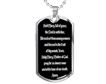 Hail Mary dog tag pendant necklace