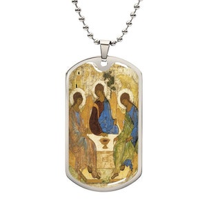 Andrei Rublev Trinität Halskette mit Symbol Hundemarke
