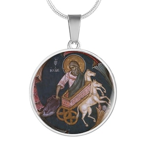 Colar com pingente do ícone ortodoxo do Profeta Elias, medalha de milagreiro, joia religiosa.