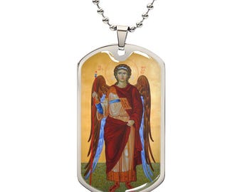 St Michael Pendant Dog Tag Necklace | Orthodox Icon | Protection Necklace | Christian Jewelry