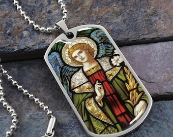 Collar con placa de identificación de San Gabriel Arcángel, regalo de embarazo para mamá primeriza