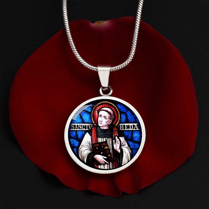 Venerable Bede Icon Pendant Necklace, Saint Bede Religious Jewelry ...
