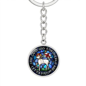 Lamb of God keychain, Agnus Dei symbol, Catholic keychain gift