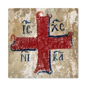 EUEAVAN Orthodox Cross Keychain - Stainless Steel Byzantine Russian Cross Keyring With IC XC NIKA