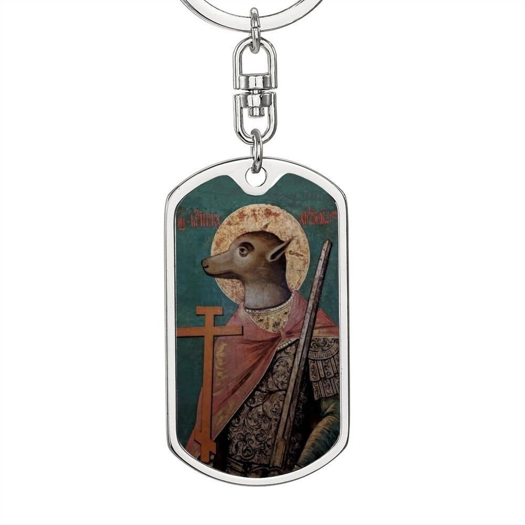 Dog Headed St Christopher Icon Dog Tag Keychain - Etsy