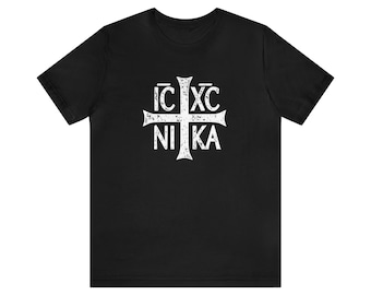 Jesus Kristus besegrar svart unisex jerseytröja, kristen t-shirt