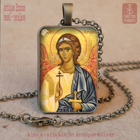 KIT Porte-clés Prière à l'Ange Gardien et Carte de protection avec prière  et médaille de l'Ange Gardien