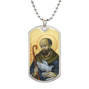 St Columba of Iona dog tag necklace pendant