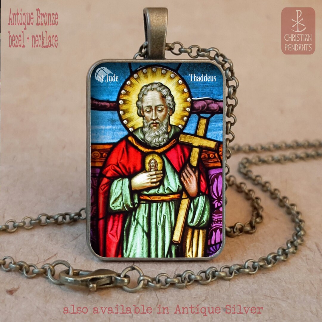 St Jude Medal Patron Saint Lost Causes Pendant Necklace / Vintage ...