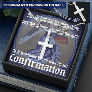 Boy Confirmation Gift, Confirmation Gift for Men, Confirmation Cross Necklace, Confirmation Jewelry, Catholic Cross Pendant Necklace for Boy