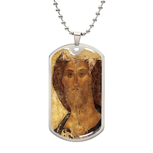 Jesus Christ Saviour Russian Orthodox icon by Andrei Rublev dog tag necklace or keychain, Christ Saviour by Andrei Rublev, Christ Redeemer