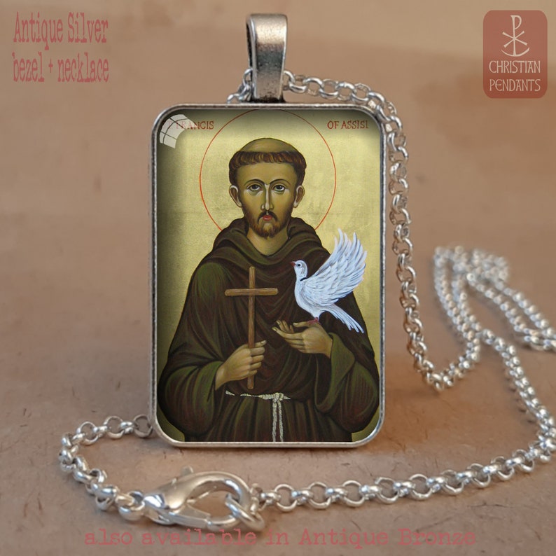 Saint Francis of Assisi Icon Pendant Necklace or Keychain, Patron of ...