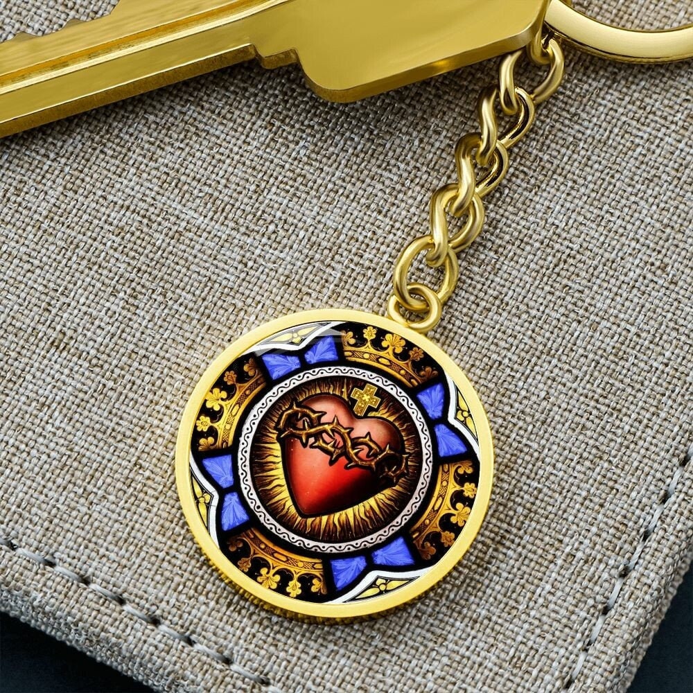 Sacred Key Chain Sacred Heart Jesus Medal Keychain | Catholic Jewelry for Devotion ...