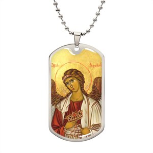 Archangel Jegudiel orthodox icon pendant necklace, Archangel Jehudiel icon orthodox, Guardian Angel St Jhudiel The Archangel Byzantine icon