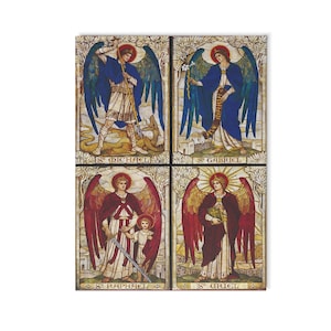 Archangels Michael, Gabriel, Raphael, Uriel Icon Image Ceramic Photo Tile,  Arch Angel Michael, Archangel Gabriel, Archangel Raphael Uriel