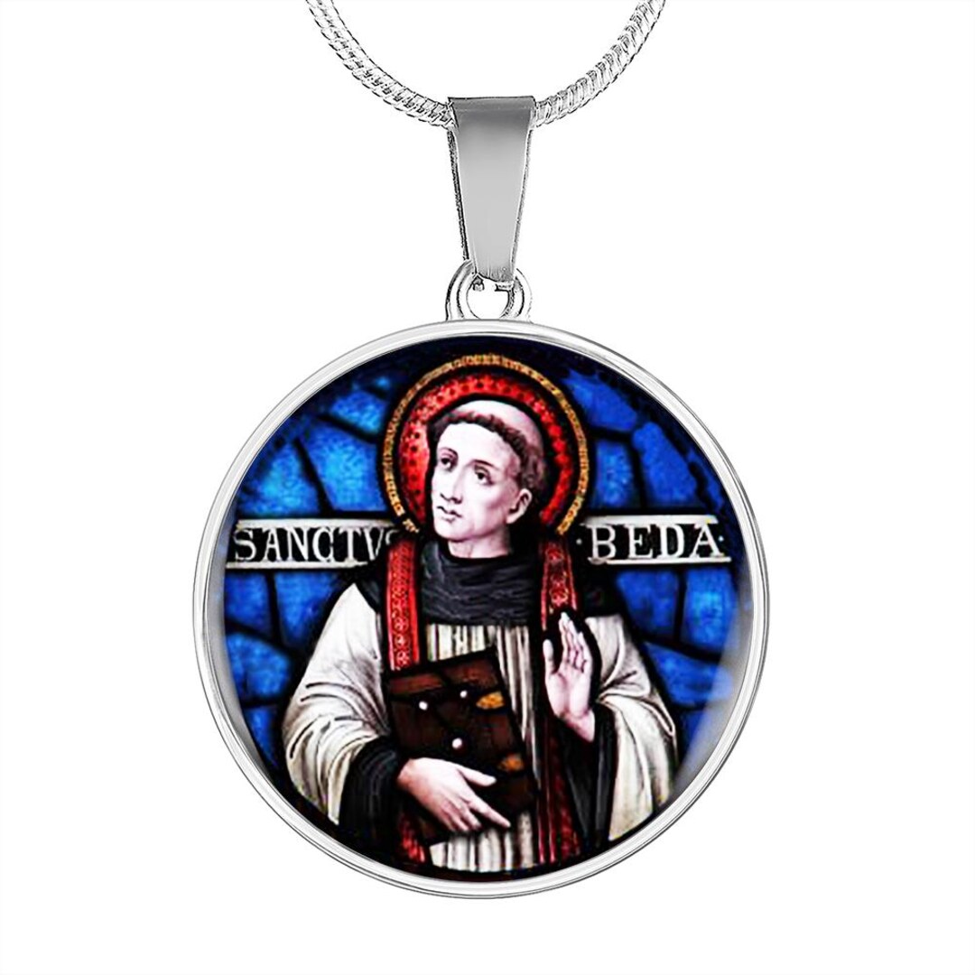 Venerable Bede Icon Pendant Necklace, Saint Bede Religious Jewelry ...