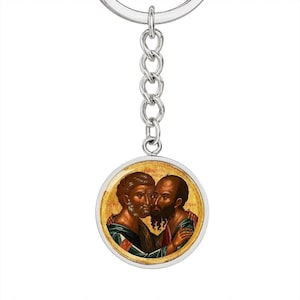 St Peter St Paul Apostles orthodox icon keychain
