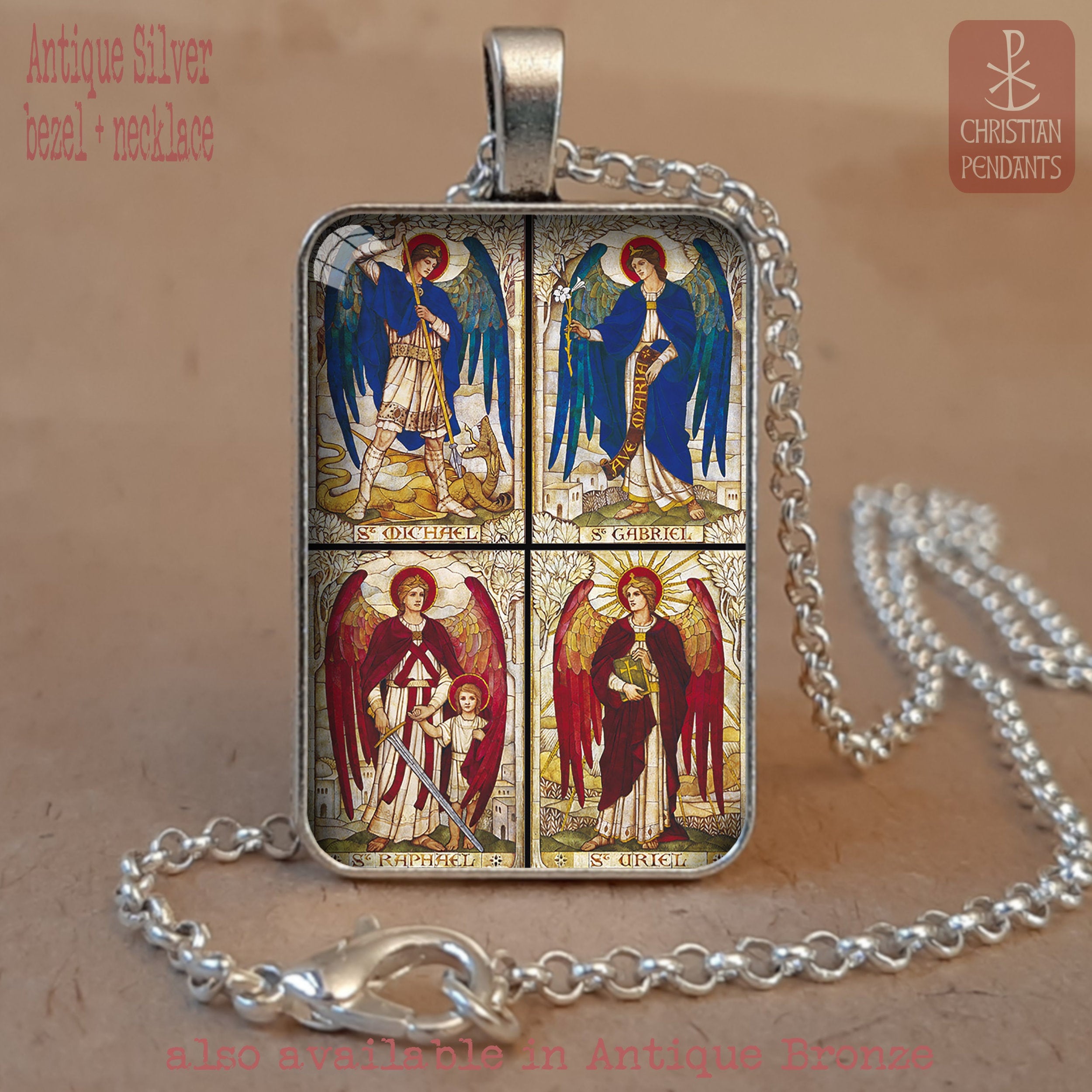 Archangels Michael Gabriel Raphael Uriel Pendant Necklace - Etsy
