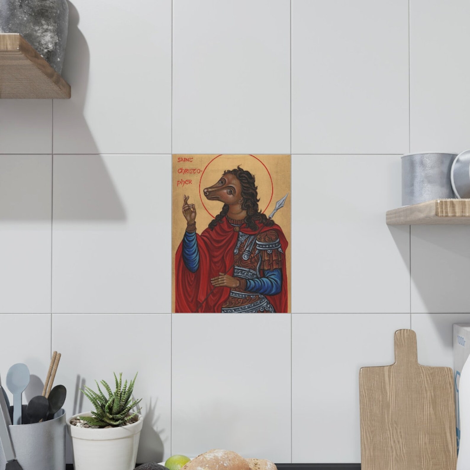 Dog Headed St Christopher Orthodox Icon Ceramic Tile, Patron Saint of ...