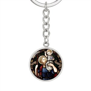 St Christopher medal dog tag keychain