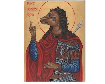 Dog Headed St Christopher Icon, Orthodox Ceramic Tile, Patron Saint of ...