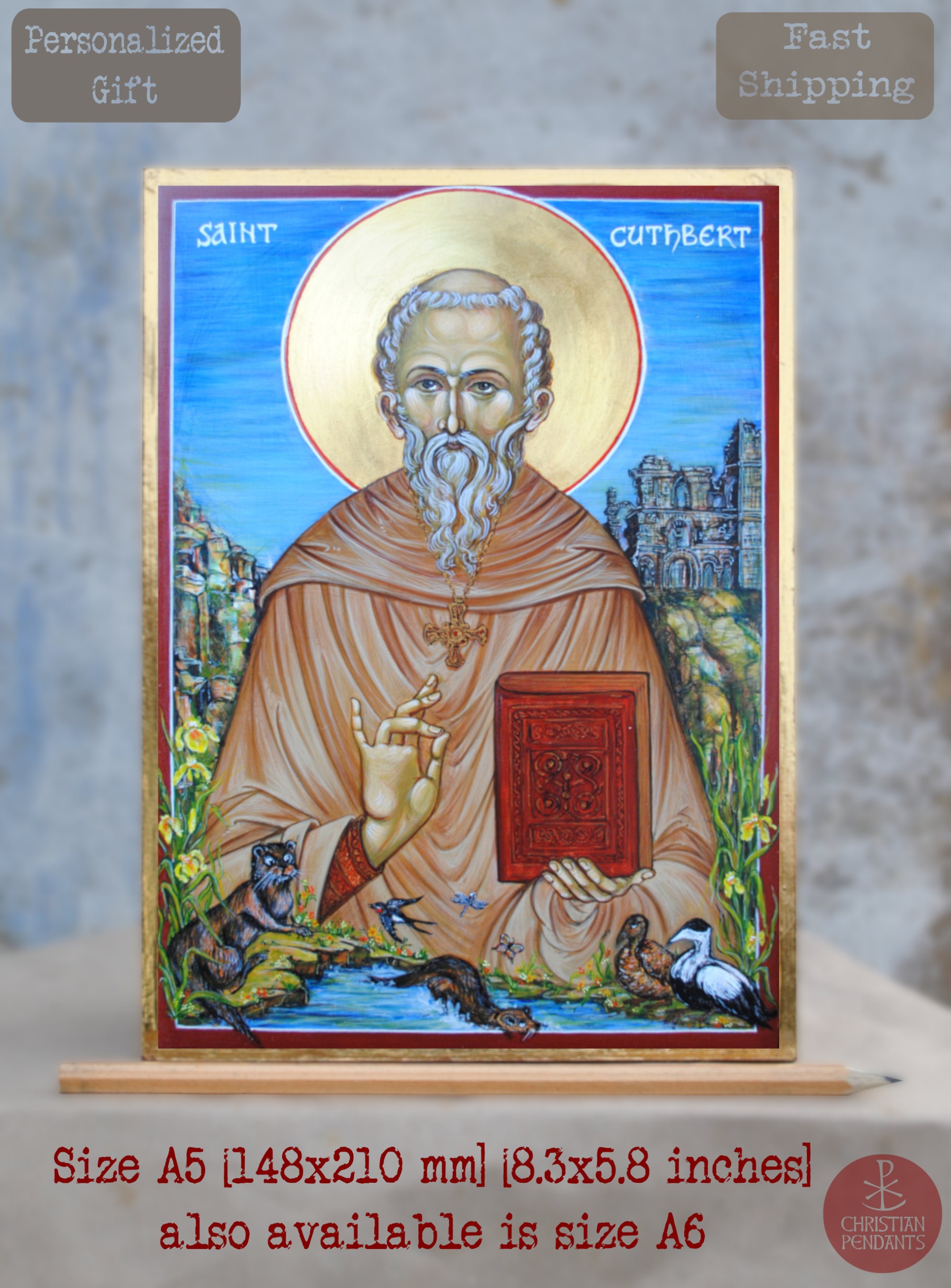 Saint Cuthbert Lindisfarne Orthodox Icon, Wonder-worker of England ...