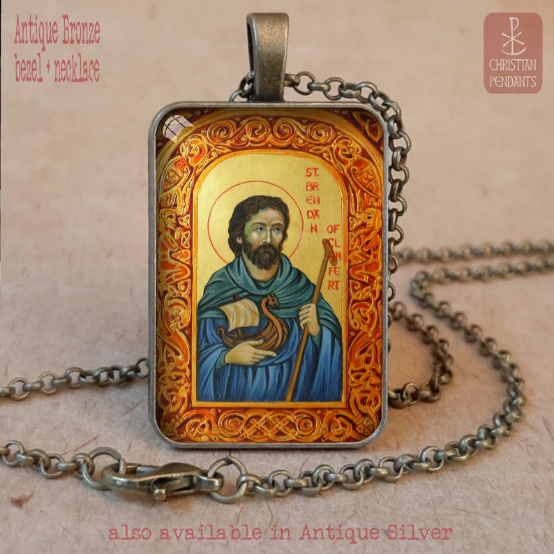 Saint Brendan Navigator icon pendant necklace or keychain Etsy