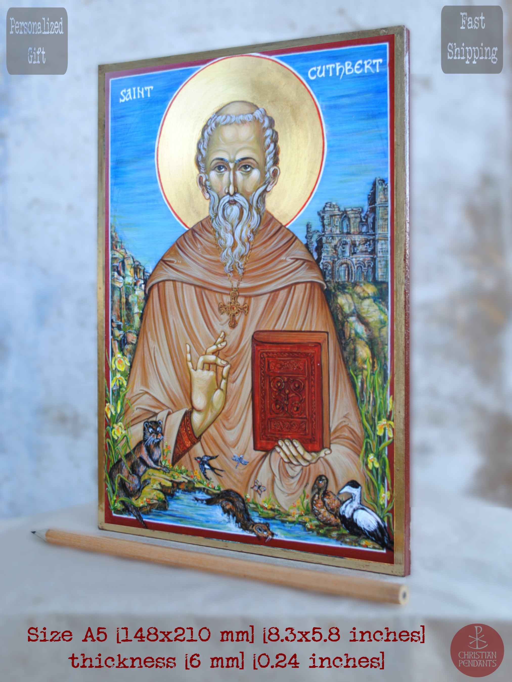 Saint Cuthbert Lindisfarne Orthodox Icon, Wonder-worker of England ...