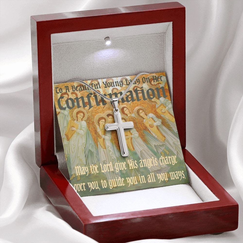 Delicata Collana Con Croce In Acciaio Inox 316L – Ciondolo Con Zirconi, Regalo Religioso Per Donna, Mamma, Fidanzata, Compleanno O Cresima