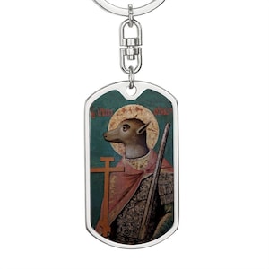 Dog Headed St Christopher dog tag keychain