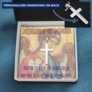 Cadeau de confirmation de l&#39;archange Barachiel, cadeau croix de confirmation catholique, cadeau de confirmation pour adolescentes, cadeau de confirmation pour garçons/hommes