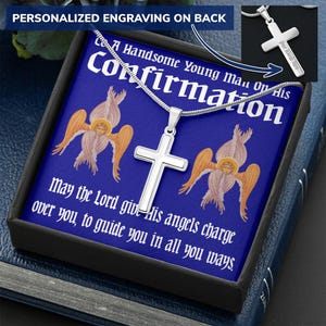 Confirmation Cross Necklace, Boy Confirmation Gift, Confirmation Gift for Men, Confirmation Jewelry, Catholic Cross Pendant Necklace for Boy