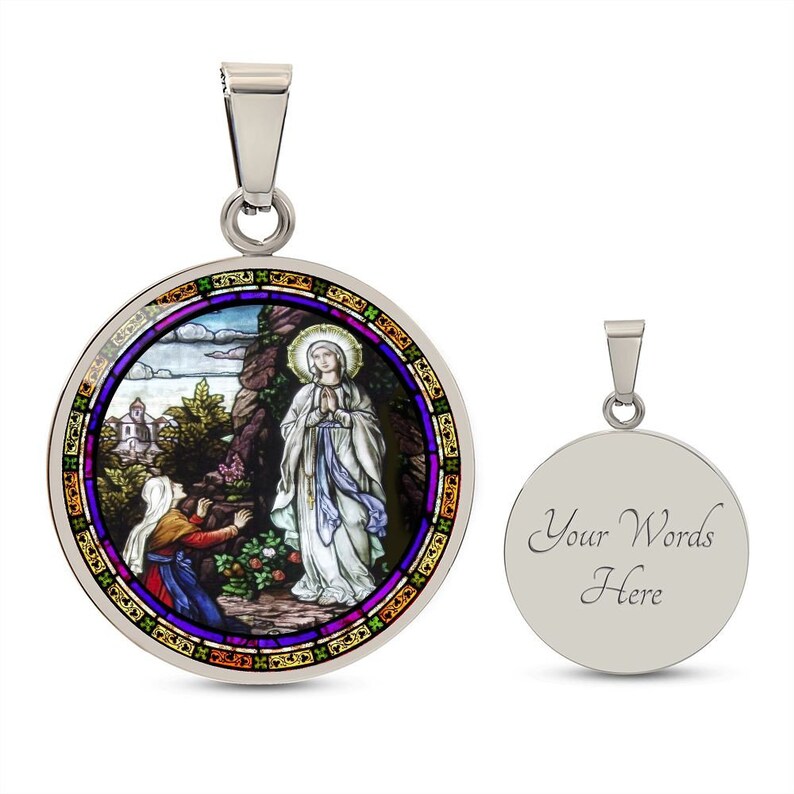 The Vision of Our Lady of Lourdes Medal Pendant Necklace - Etsy