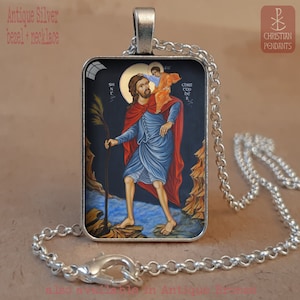 St Christopher necklace, St Christopher medal, St Christopher pendant,  St Christopher keychain, St Christopher orthodox icon necklace gift