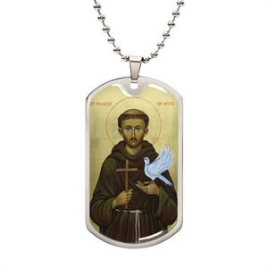 St Francis of Assisi icon dog tag necklace