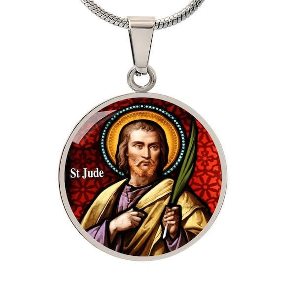 Saint Jude Pendant Necklace, Patron Saint of Lost Causes UK