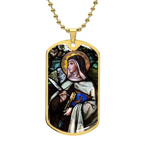 St Teresa of Avila dog tag necklace Patron Saint of Headache sufferers