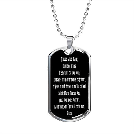 Hail Mary in French Dog Tag Necklace Etsy Canada