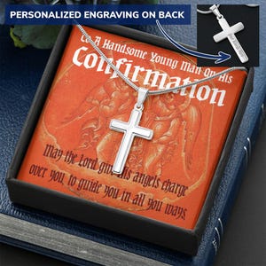 Confirmation Gift for Men, Boy Confirmation Gift, Confirmation Cross Necklace, Confirmation Jewelry, Catholic Cross Pendant Necklace for Boy